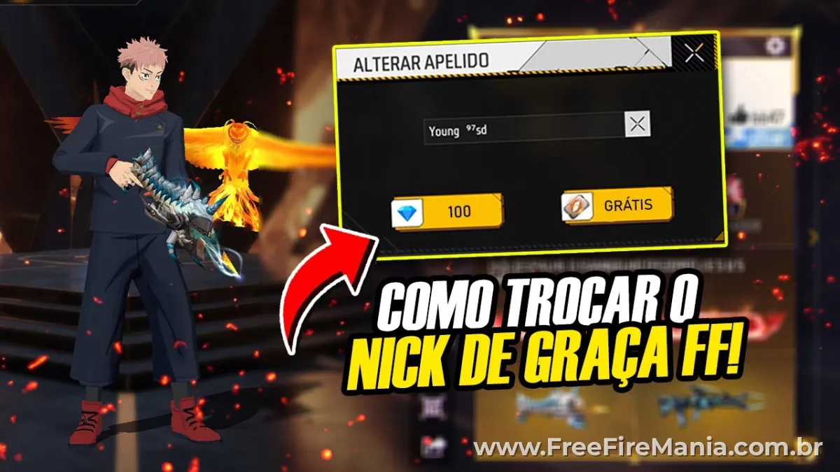 Cartão de Troca de Nick grátis no Free Fire