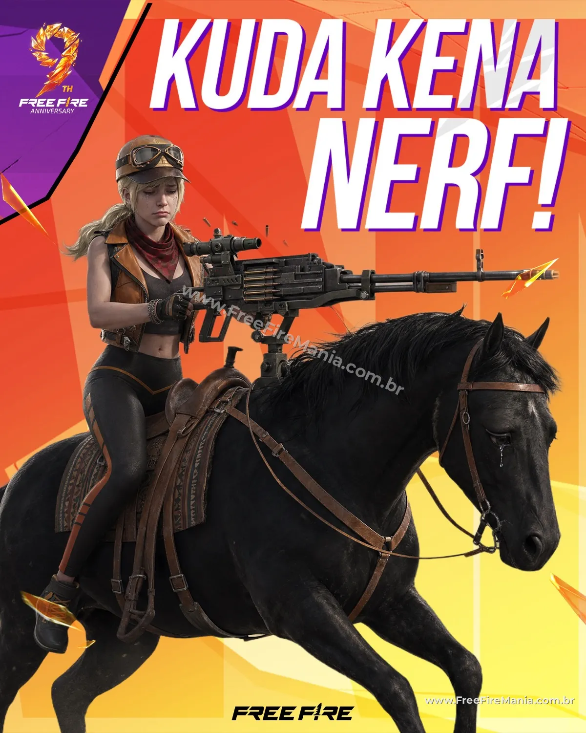 Cavalo do Free Fire sendo usado em combate no mapa Bermuda
