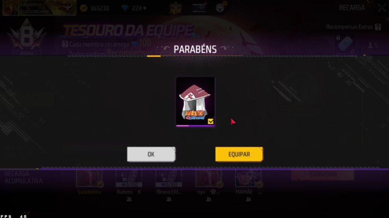 Chapéu Hokage do Naruto no Free Fire