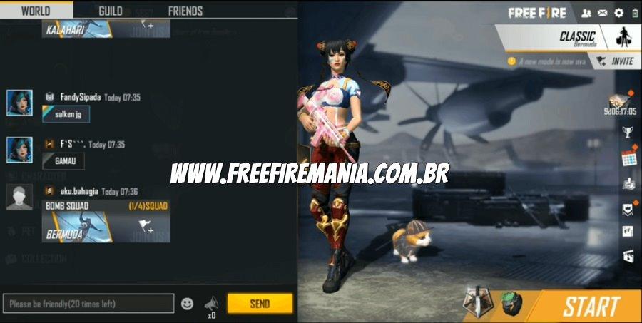 chat global free fire manutenção maio 2020