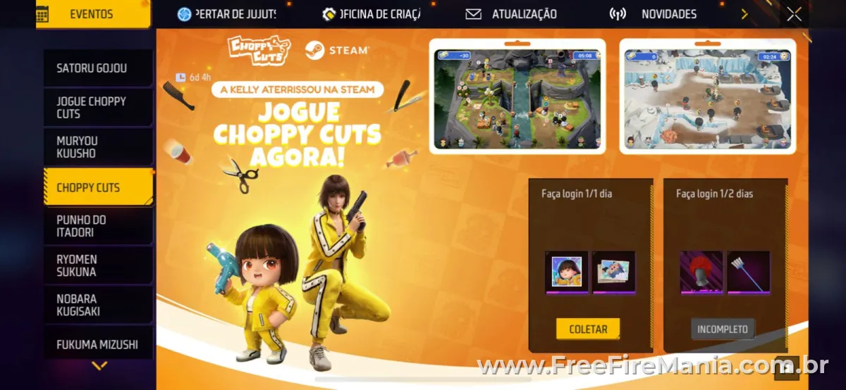 Garena libera itens Choppy Cuts gr&aacute;tis no Free Fire