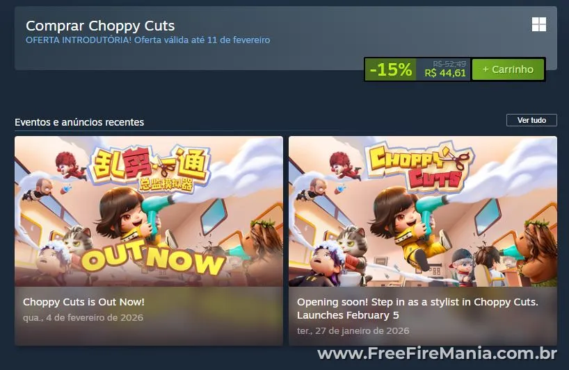 P&aacute;gina do jogo Choppy Cuts na Steam com desconto