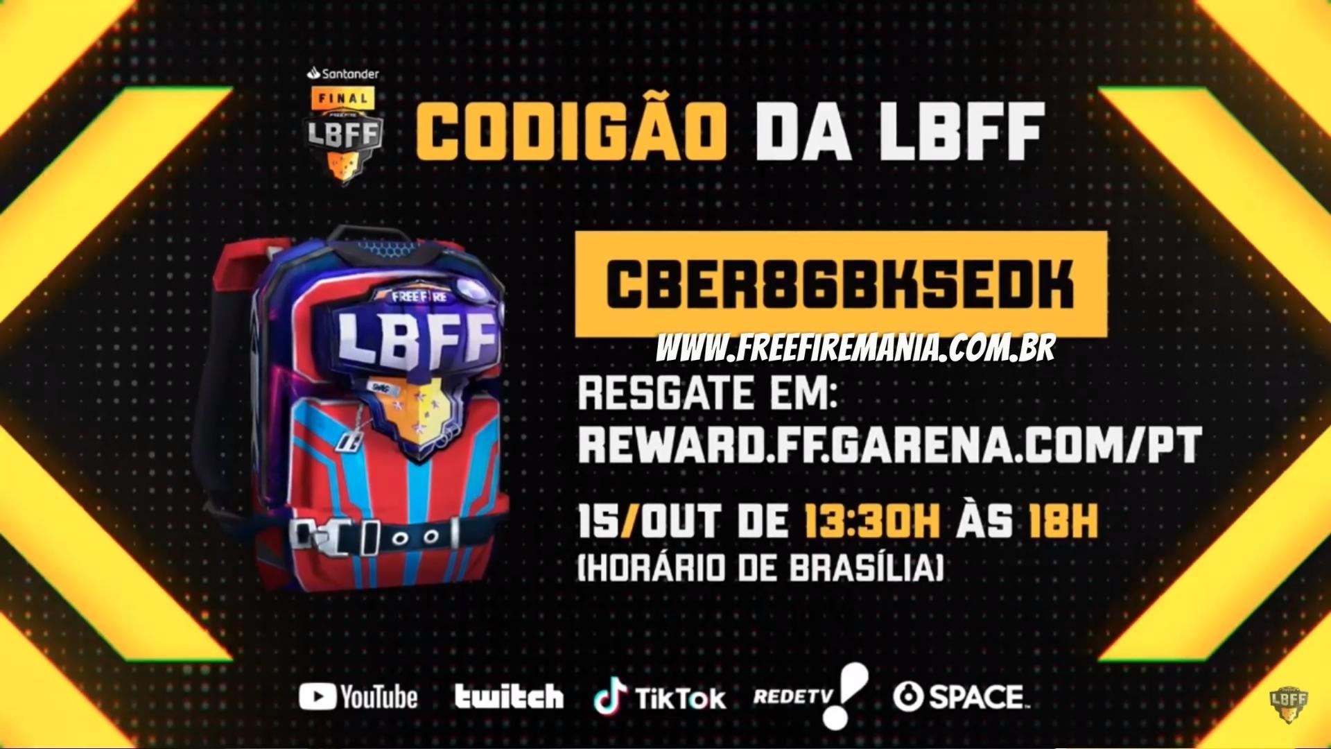 RESGATE AS SKINS FINAL DA LBFF, CODIGUIN INFINITO, NOVO EMOTE, ATUALIZAÇÃO  E MAIS - FREE FIRE 