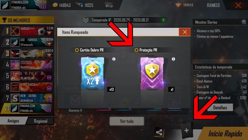 Como ativar cartão de proteção de rank
