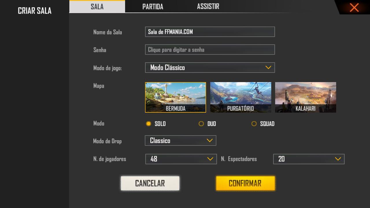 Como criar X1 no Free Fire