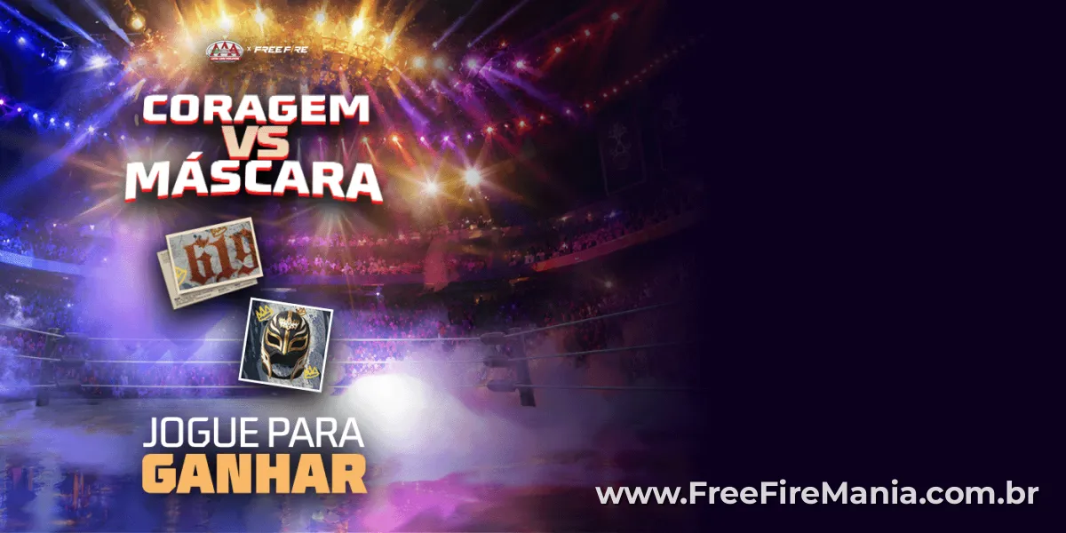Banner oficial do evento Coragem vs Máscara no Free Fire