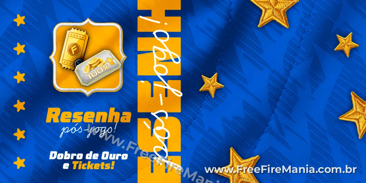 Banner oficial do evento Resenha p&oacute;s-jogo! no Free Fire