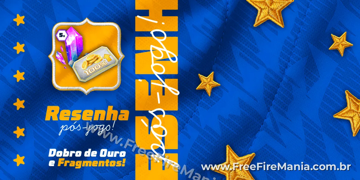 Banner oficial do evento Resenha p&oacute;s-jogo! no Free Fire