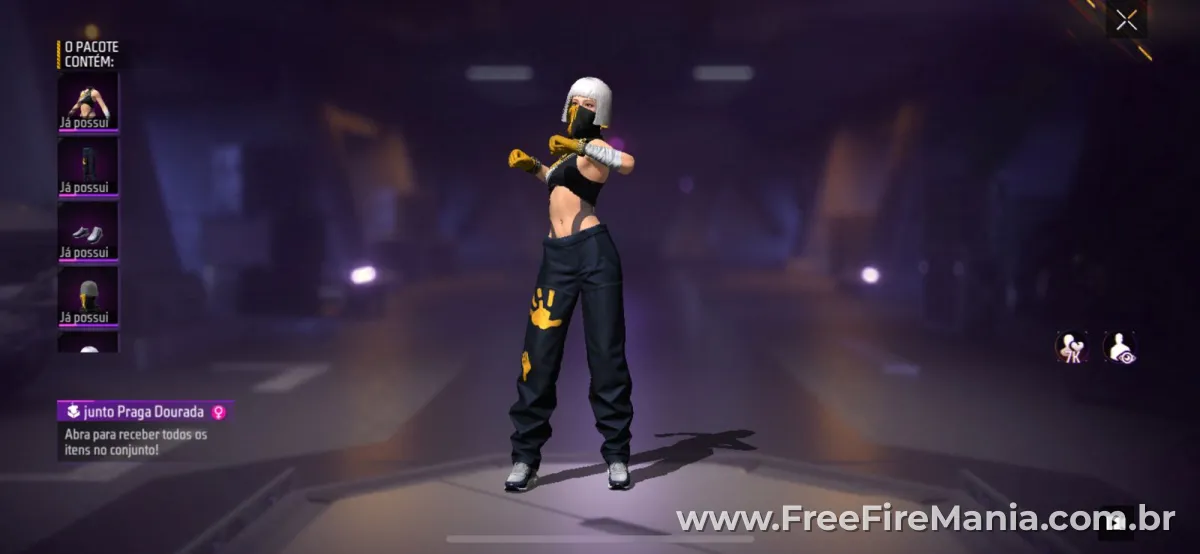 Conjunto Praga Dourada no Free Fire