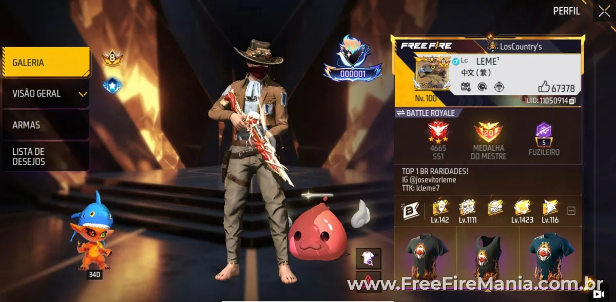 Conta do Free Fire mais rara e gemada do Brasil