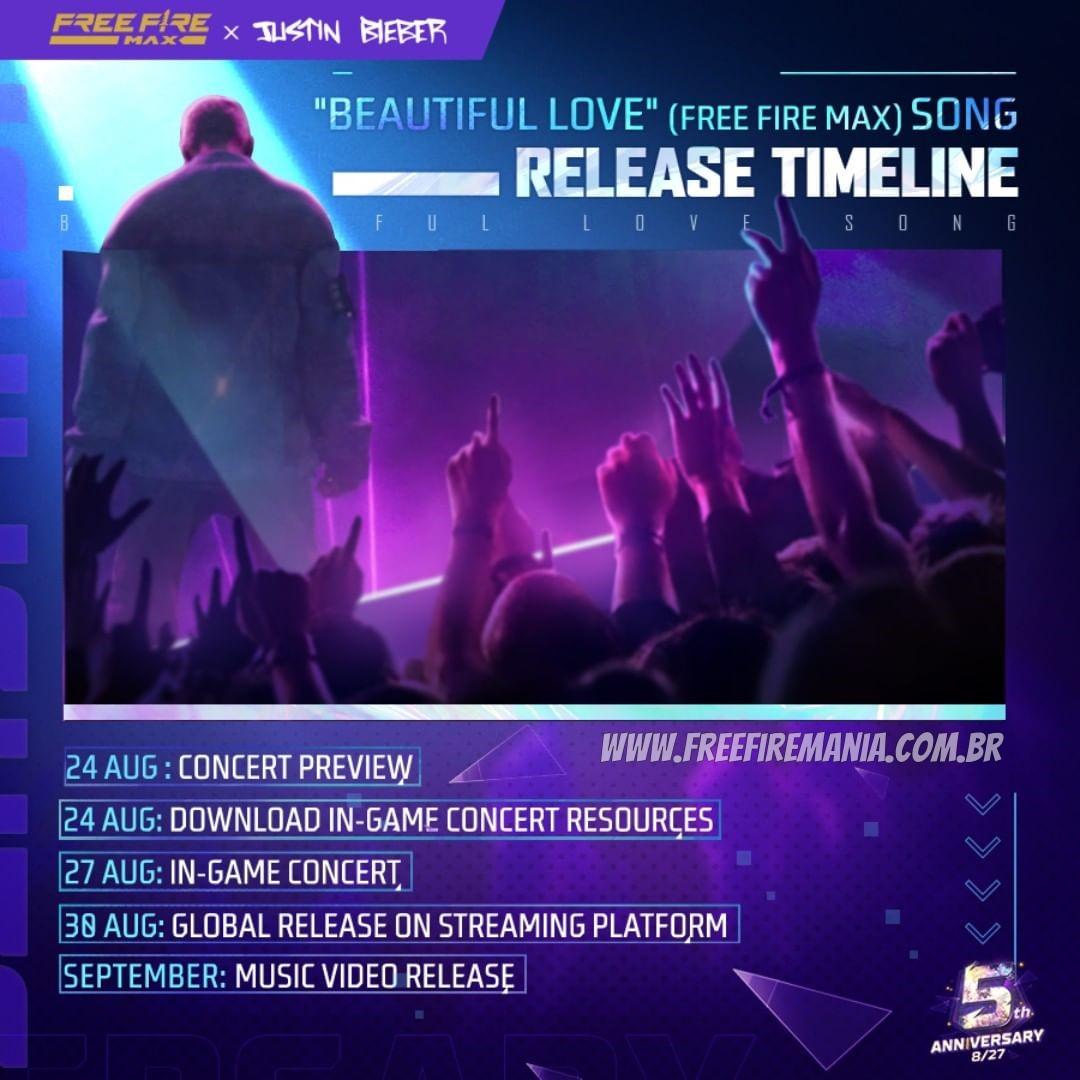 Justin Bieber show schedule at Free Fire