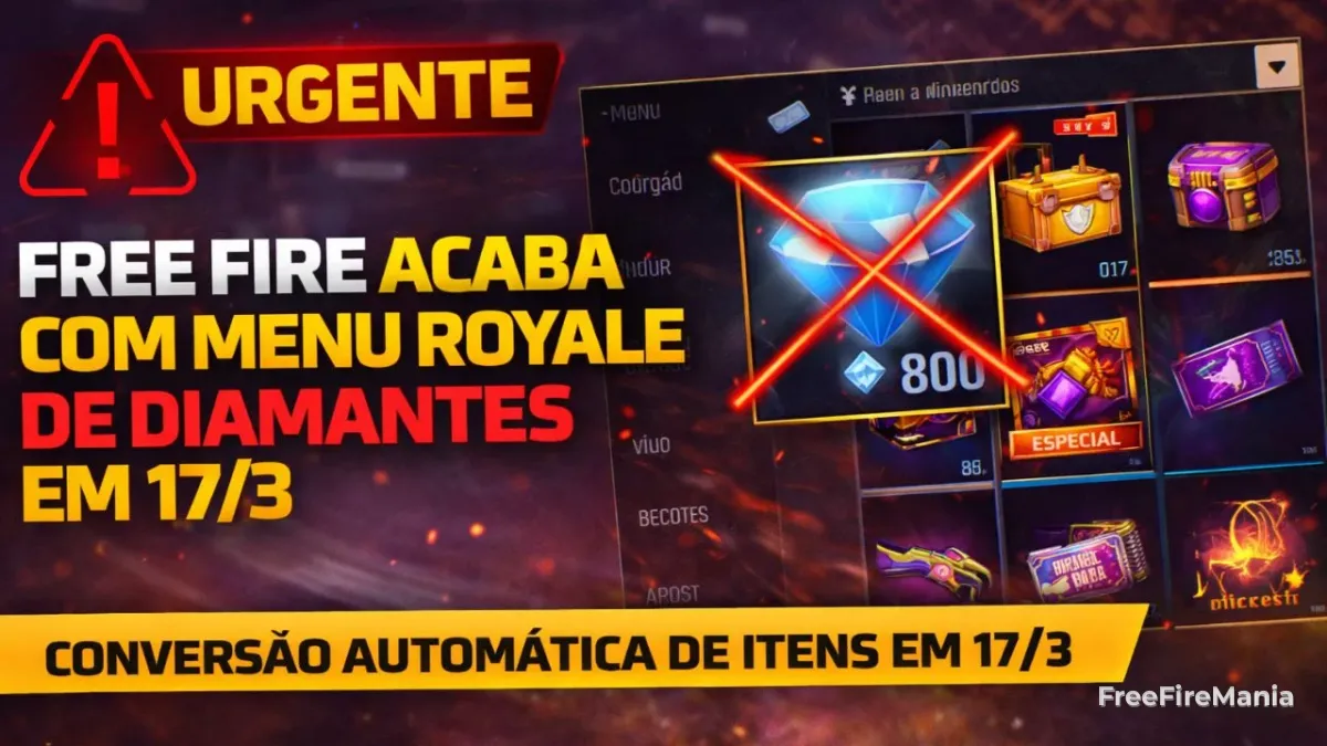 Mudan&ccedil;as no Menu Royale do Free Fire remove diamantes