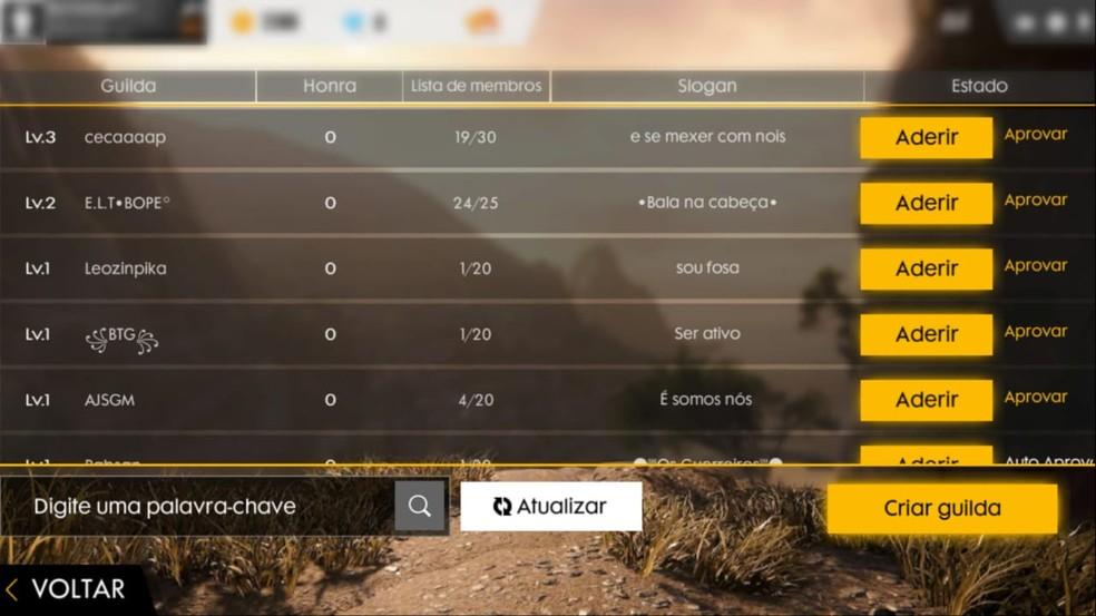 480 Nomes para Guildas de Free Fire