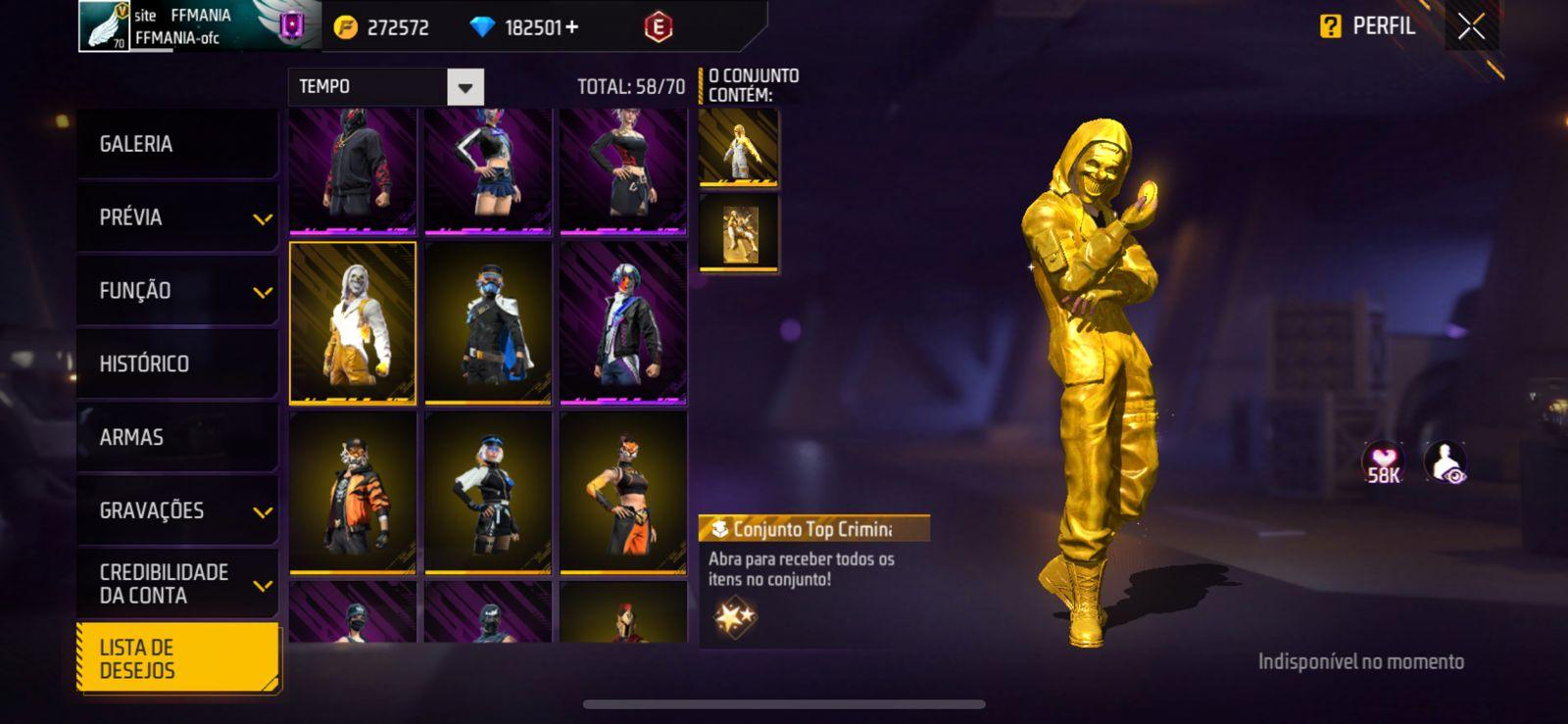 Free Fire Golden Criminal Top