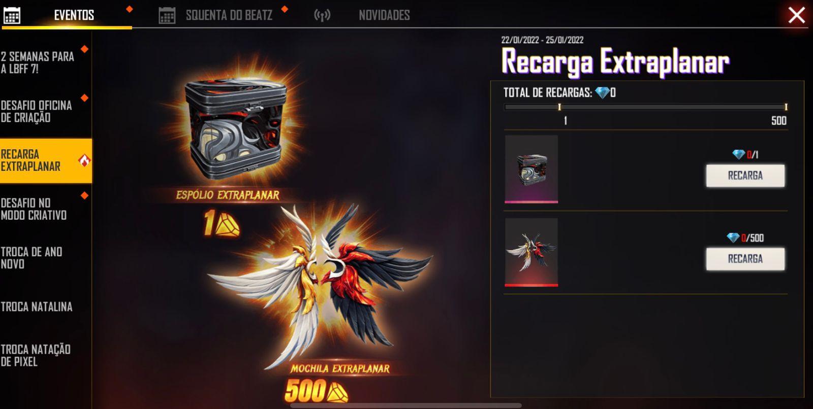 Recarga Free Fire Janeiro 2022