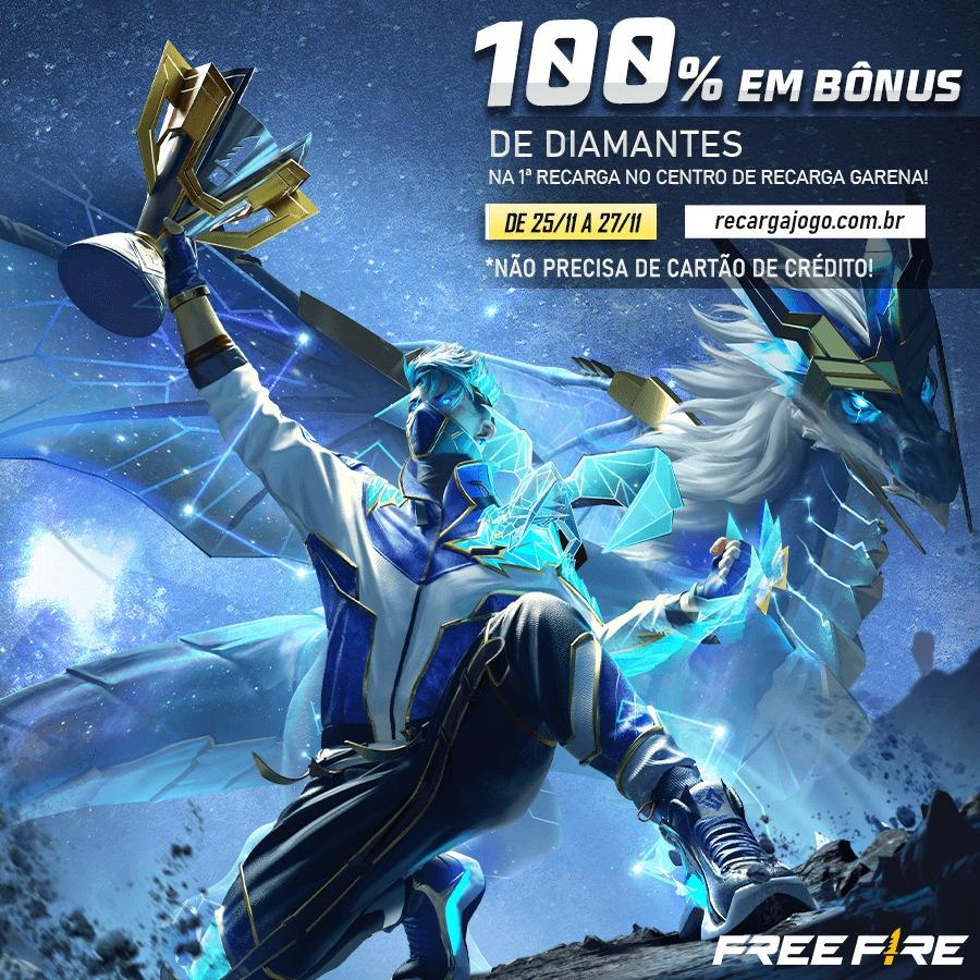 Recarga Free Fire com 100% de bônus na compra de diamantes em novembro  (2022)