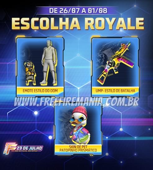 Escolha Royale Free Fire em julho de 2022