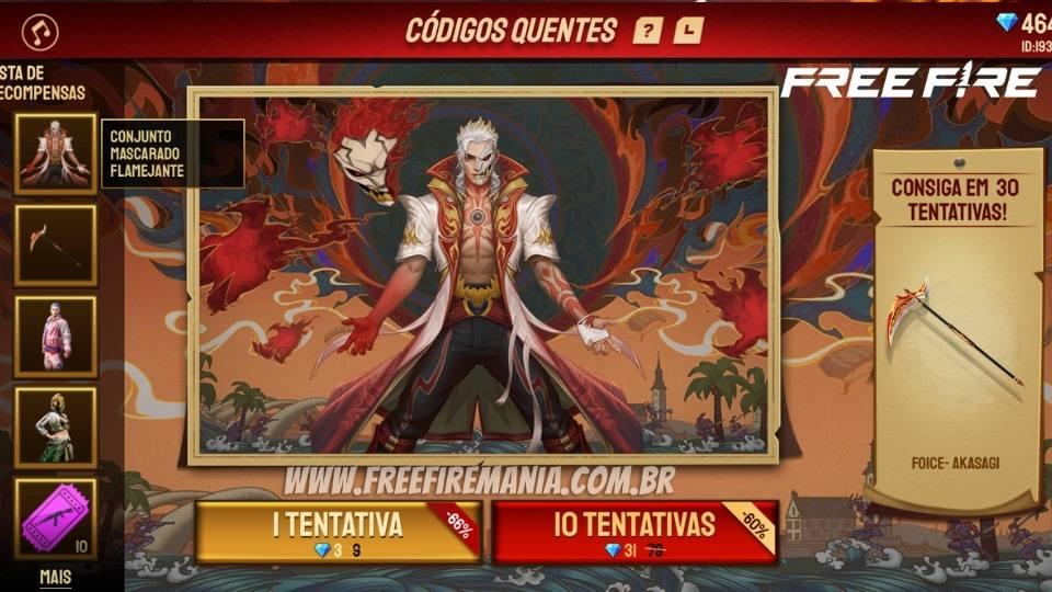 Códigos atualizados divulgados hoje pela Garena Free Fire - Mania