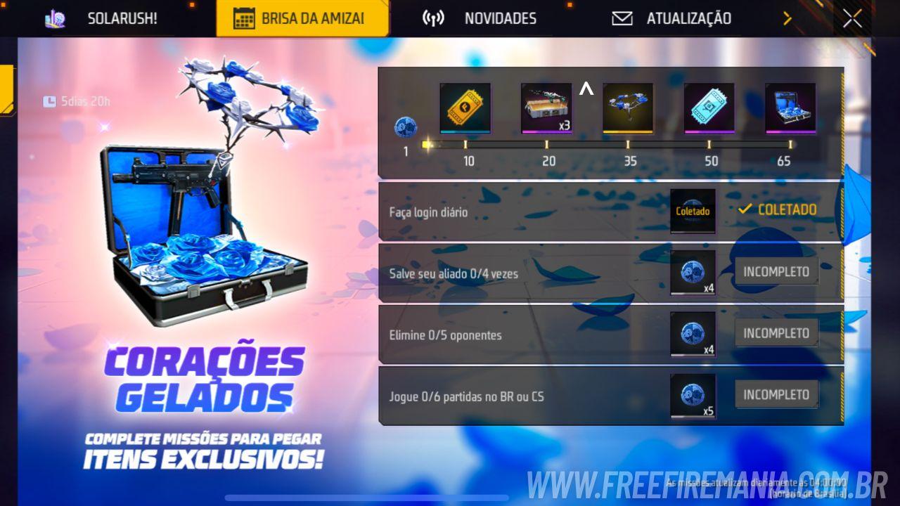 Tela do evento Coração Gelado no Free Fire