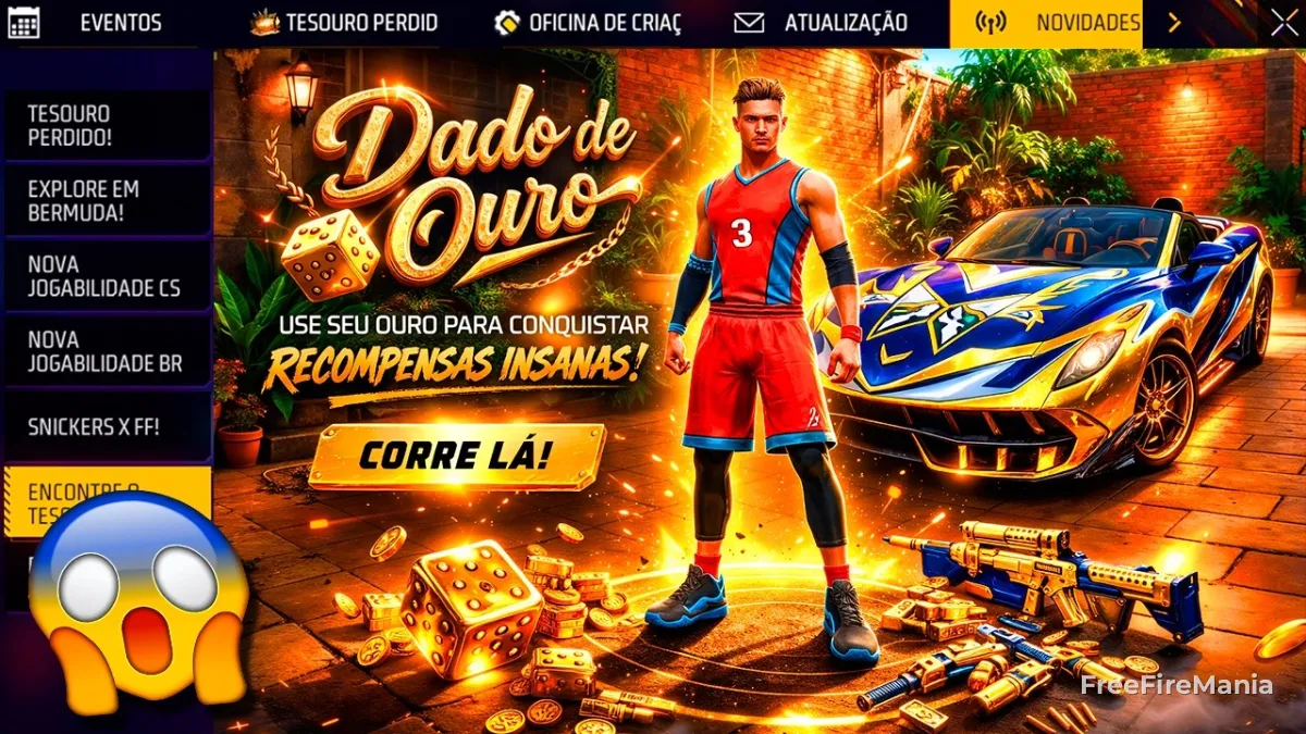 Evento Dado de Ouro Free Fire recompensas com ouro gr&aacute;tis