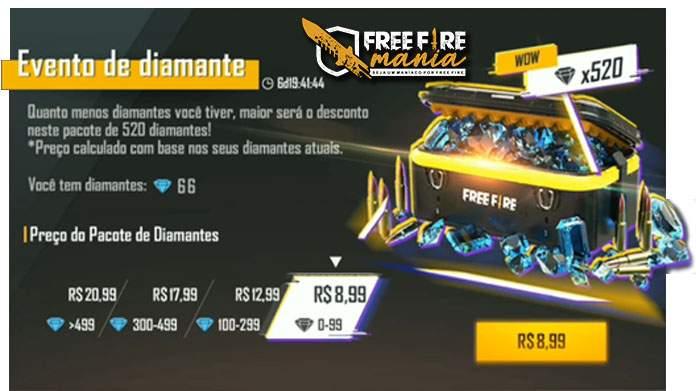 Free Fire - 520 Diamantes + 20% de Bônus - LacerdaGames