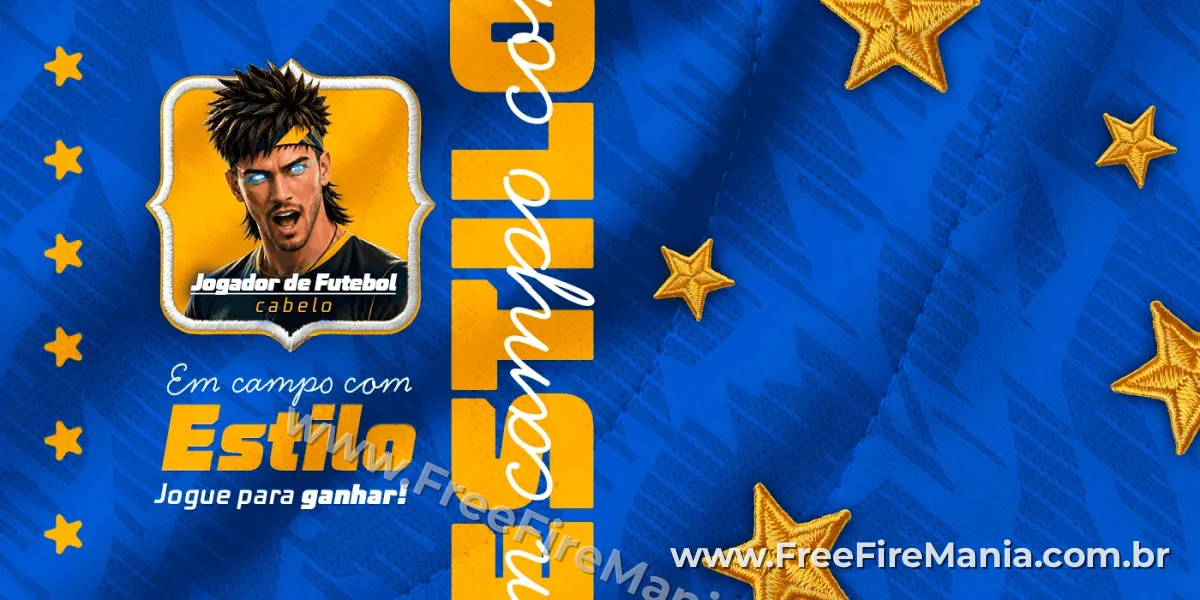 Banner oficial do evento Em campo com estilo no Free Fire