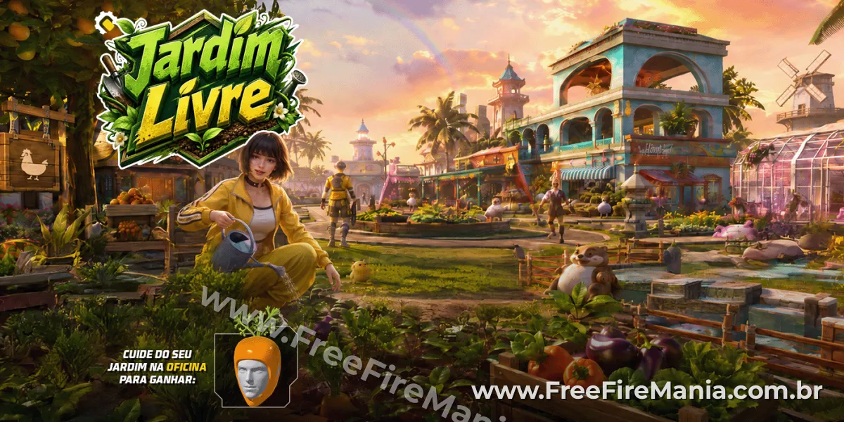 Banner oficial do evento Jogue Jardim Livre! no Free Fire