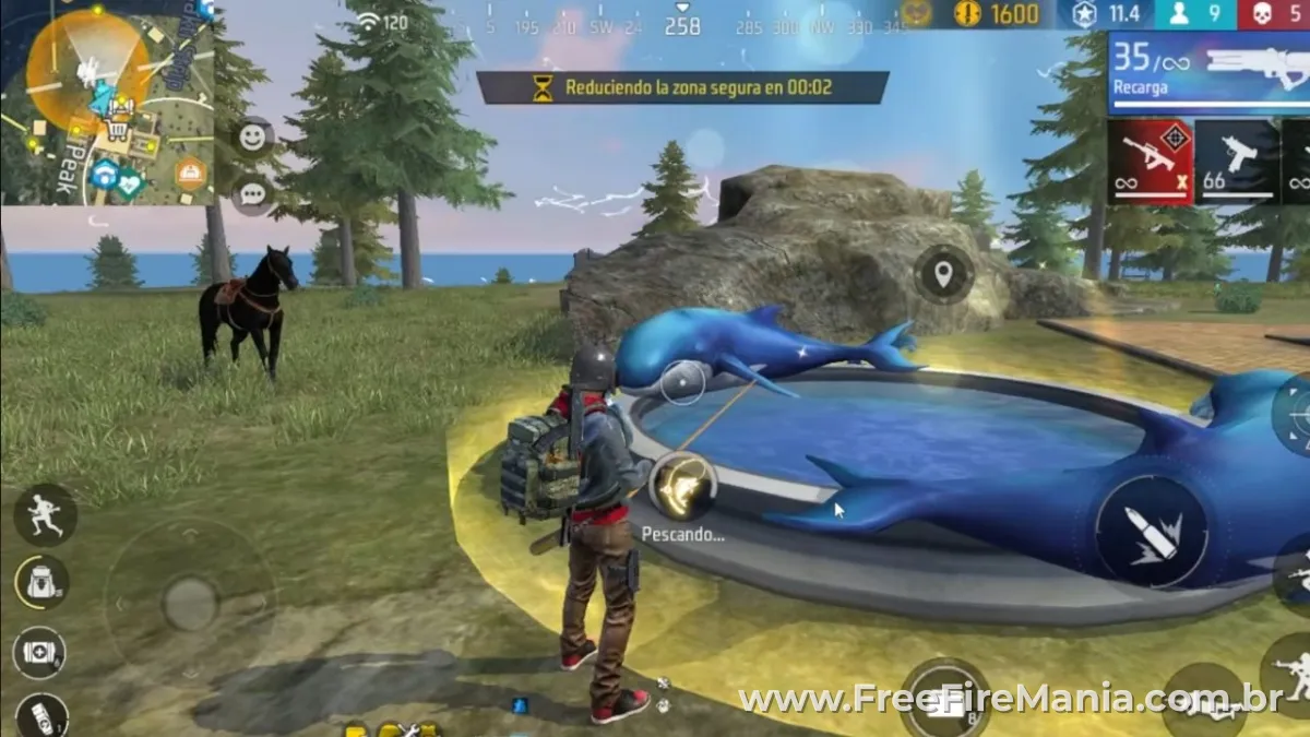 Evento Segredos dos Mares no Free Fire com mapa Bermuda submerso e tem&aacute;tica oce&acirc;nica