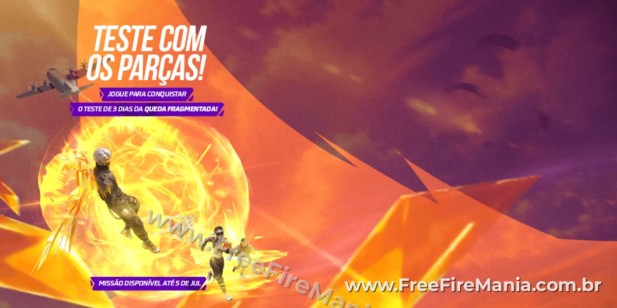 Banner oficial do evento Teste com os parças! no Free Fire