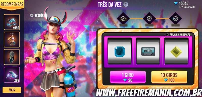 evento três da vez no Free Fire