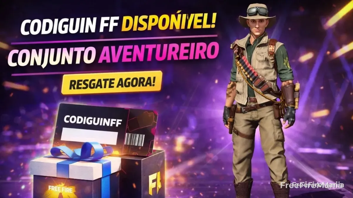 Evento Trilha Turbo Free Fire com personagem e moedas no deserto
