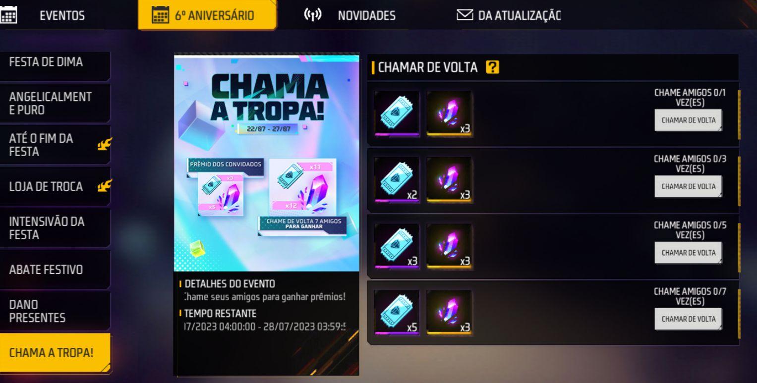 Chame de volta – Free Fire Suporte