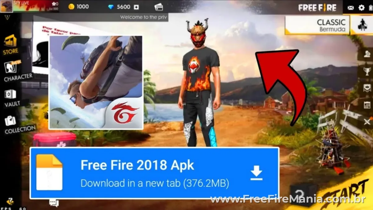 Alerta sobre download do APK do Free Fire 2018 em 2026