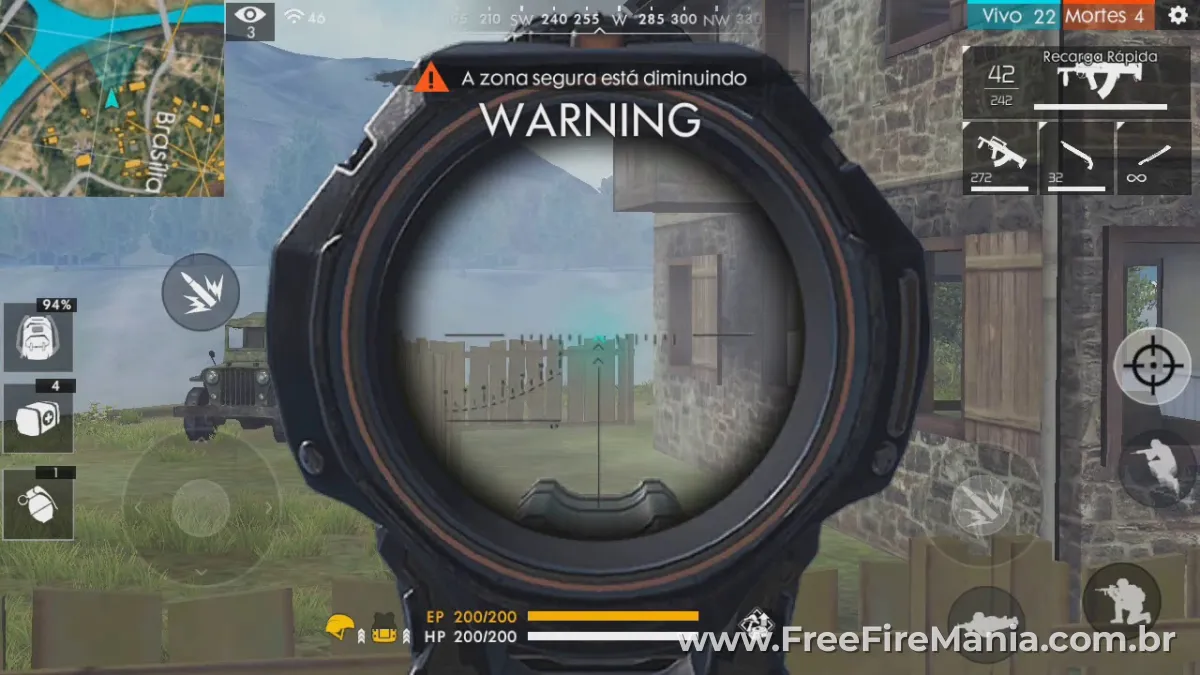 Mapa Purgatório do Free Fire em 2018 - visão aérea