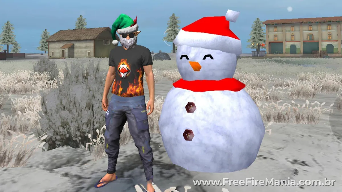 Free Fire 2018 no Natal com mapa coberto de neve e decoração especial