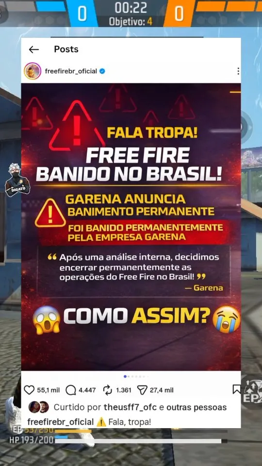 Free Fire fake news dia da mentira imagem viral