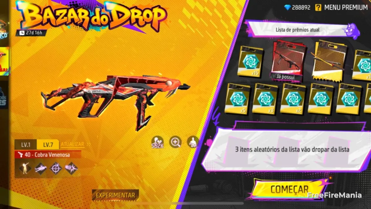 Anima&ccedil;&atilde;o Dom&iacute;nio das Ondas Bazar do Drop Free Fire