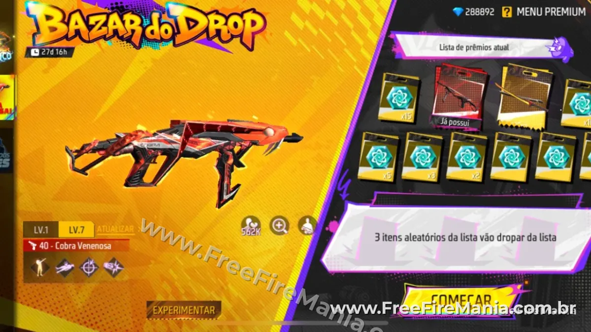 M1887 - Agentes Dourados Bazar do Drop Free Fire