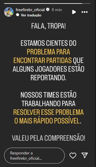 Free Fire caiu