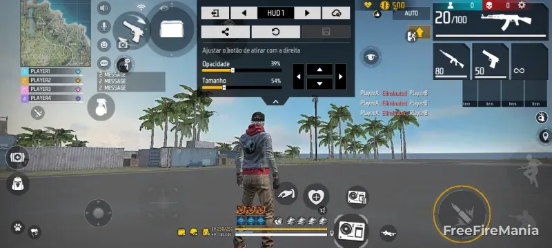 HUD antigo Free Fire layout cl&aacute;ssico exemplo
