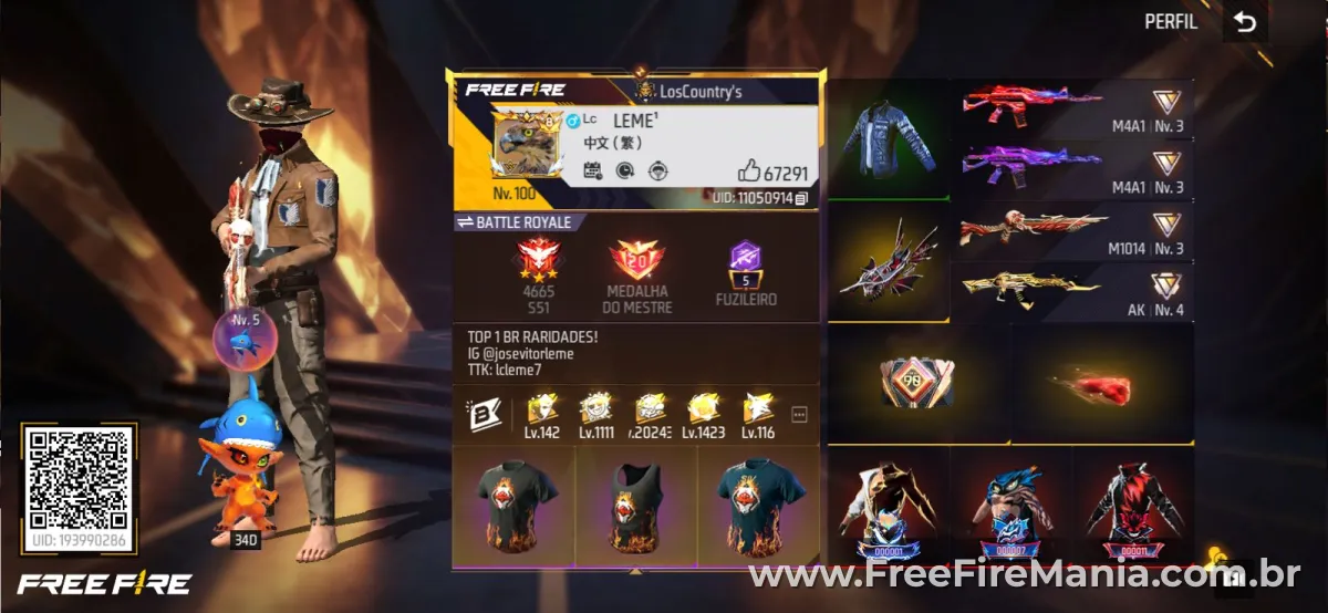 LEME¹ — conta mais rara e gemada do Free Fire no Brasil, dono do Eclipse Solar nº 00001