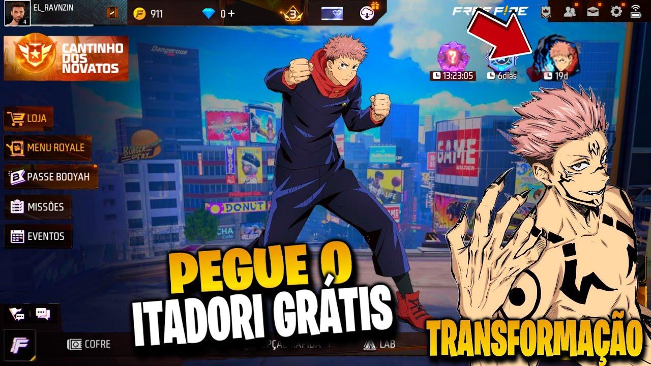 Yuji Itadori será grátis no evento da parceria Free Fire e Jujutsu Kaisen