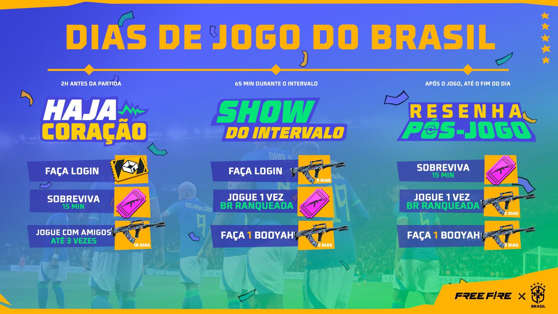 Free Fire: jogos do Brasil na Copa do Mundo dão prêmios grátis dentro do  jogo