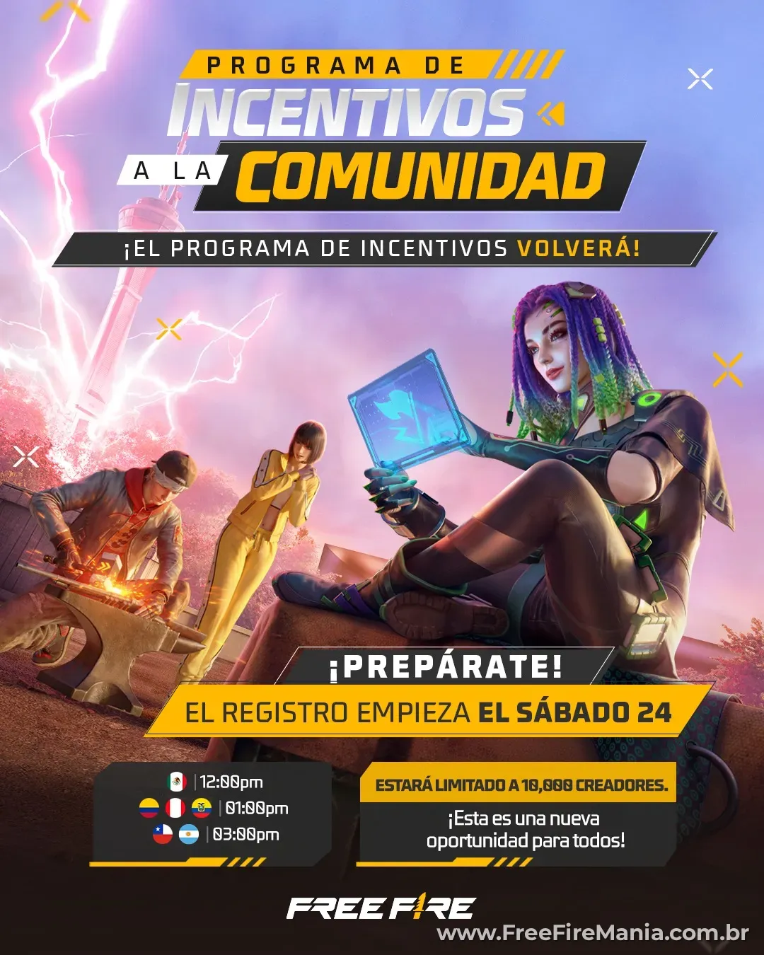 Programa de Incentivos Free Fire retorna para criadores da comunidade