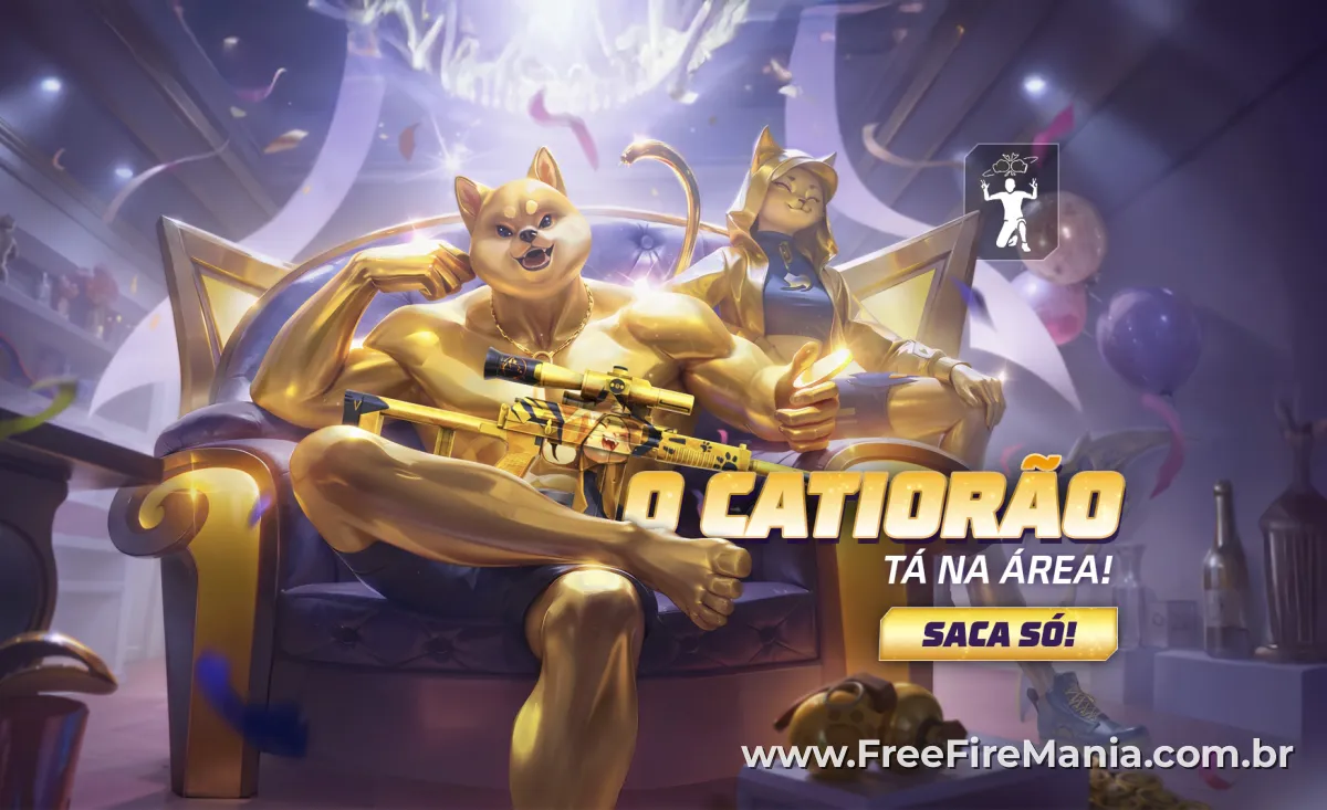 Conjunto Catiorão de Ouro no Vira-Carta Free Fire