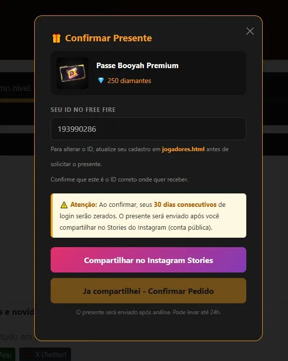 Ganhando o Passe Free Fire grátis