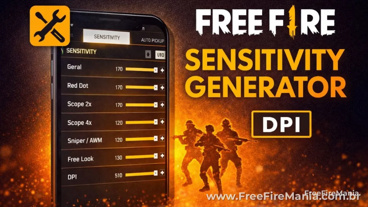 Configuração de sensibilidade Free Fire exemplo de ajuste de mira