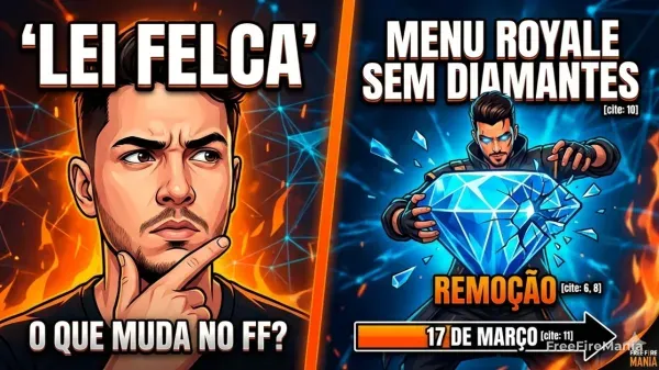 Menu Royale do Free Fire com eventos de giros usando diamantes