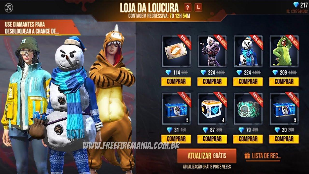 Loja da Loucura Free Fire 2023: data e skins - Free Fire Club