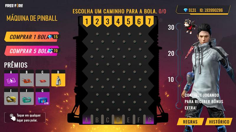 Máquina de Pimball Free Fire